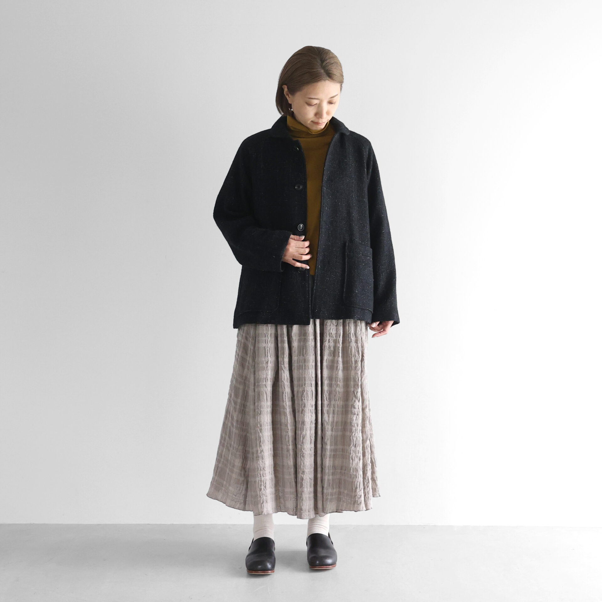 HUIS〜遠州織物〜尾州ショートコート HUIS×尾州”縮絨リネンウールショートコート【ユニセックス】319