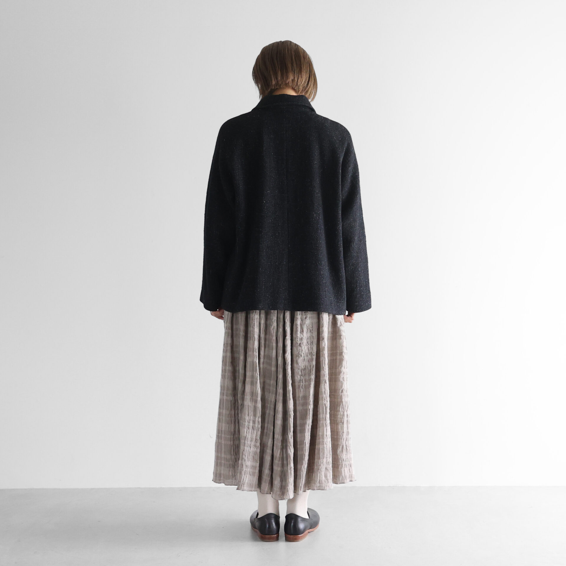 HUIS〜遠州織物〜尾州ショートコート HUIS×尾州”縮絨リネンウールショートコート【ユニセックス】319