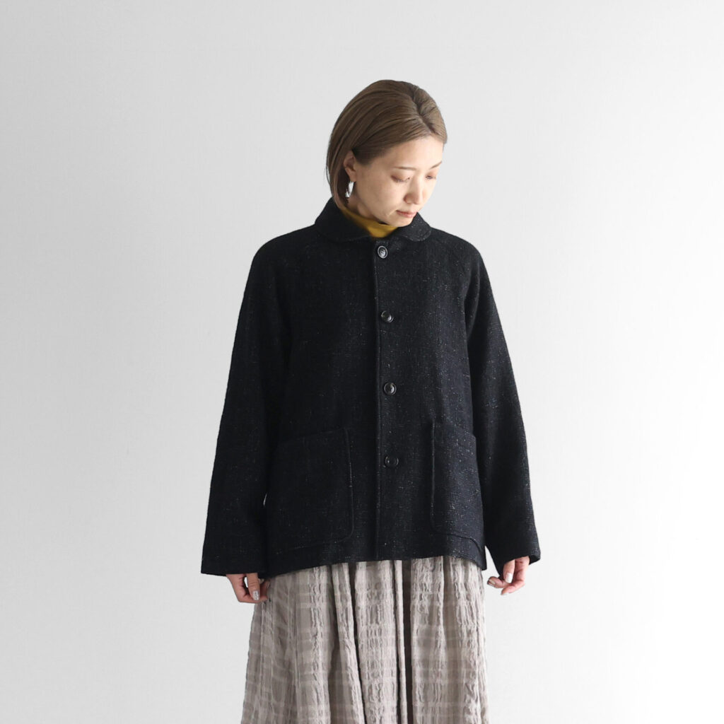 HUIS〜遠州織物〜尾州ショートコート HUIS×尾州”縮絨リネンウールショートコート【ユニセックス】319