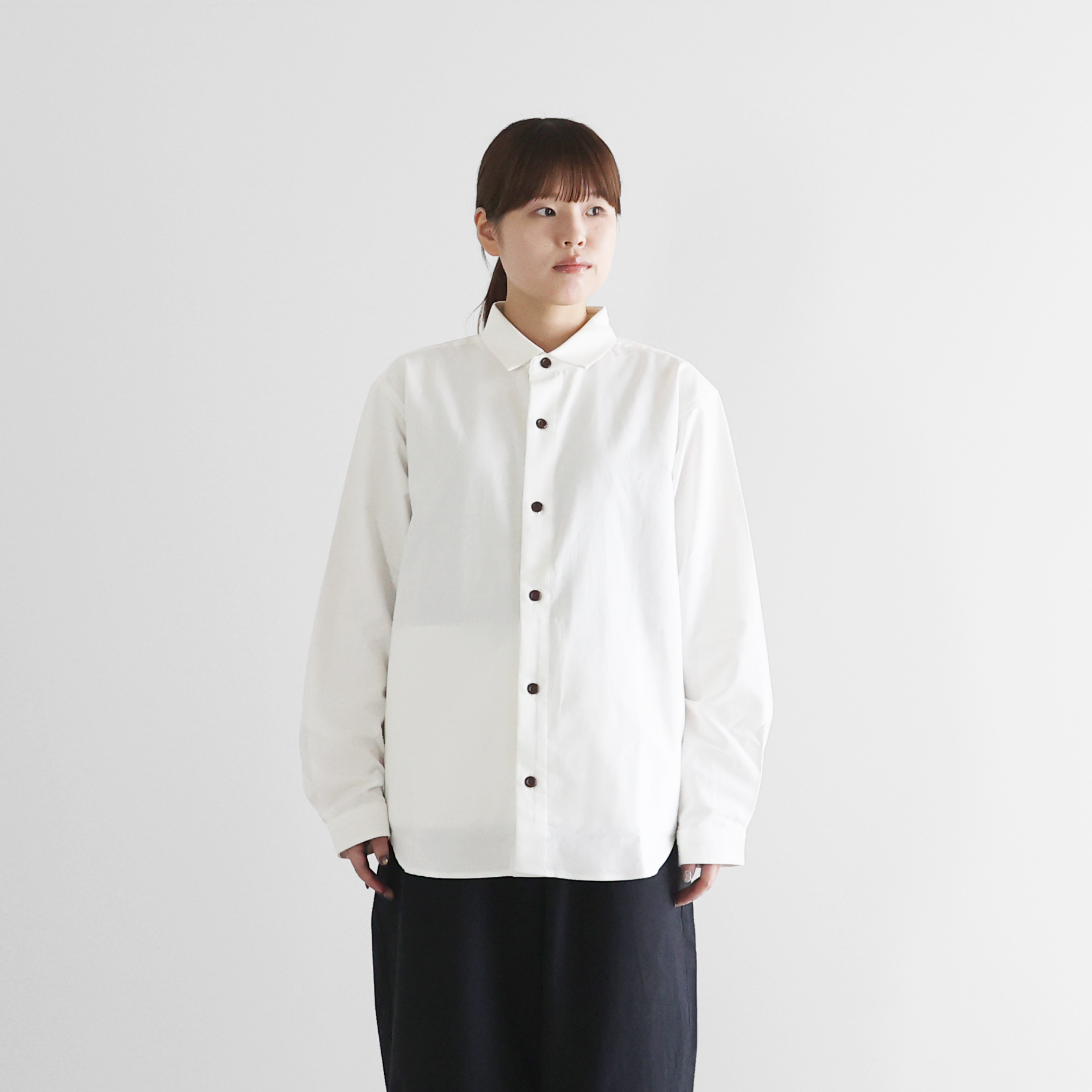 HUIS./遠州織物　スヴィンオックスフォードロングシャツ　Free 日本製 HUIS./遠州織物 スヴィンオックスフォードロングシャツ Free