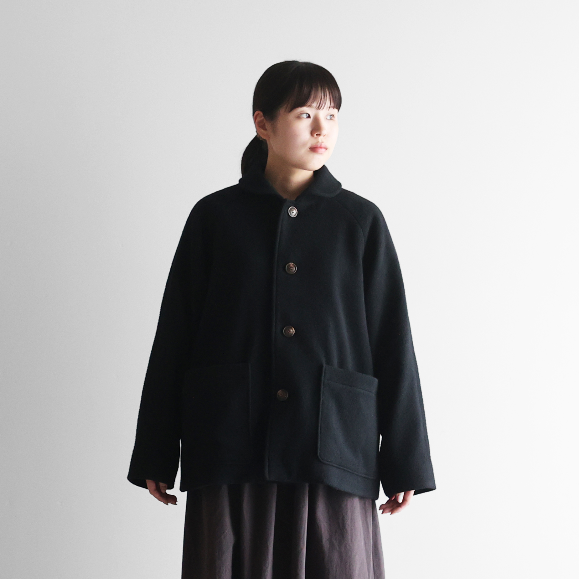 HUIS×尾州”縮絨ウールフランネルショートコート【ユニセックス】319を